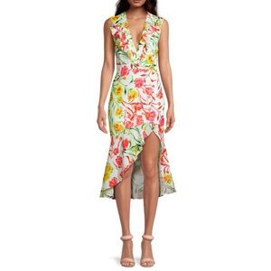 MILLY Nanci dress size 4 tropical floral bright EUC worn once